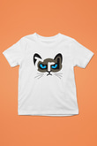 Kedi Baskılı Beyaz Unisex Çocuk Tişört