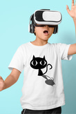 Kedi Baskılı Beyaz Unisex Çocuk Tişört
