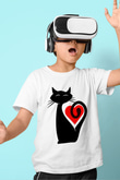 Kedi Baskılı Beyaz Unisex Çocuk Tişört