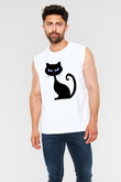 Kedi Beyaz Unisex Kolsuz Tişört