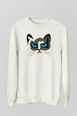 Kedi Beyaz Unisex Sweatshirt