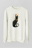 Kedi Beyaz Unisex Sweatshirt