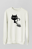 Kedi Beyaz Unisex Sweatshirt