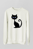 Kedi Beyaz Unisex Sweatshirt