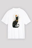 Kedi Beyaz Unisex Tişört T-Shirt - TişörtFabrikası