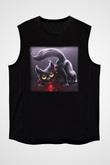 Kedi Siyah Unisex Kolsuz Tişört