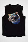 Kedi Siyah Unisex Kolsuz Tişört