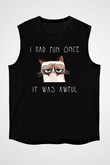 Kedi Siyah Unisex Kolsuz Tişört