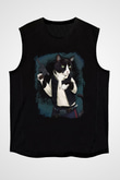 Kedi Siyah Unisex Kolsuz Tişört