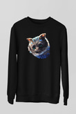 Kedi Siyah Unisex Sweatshirt