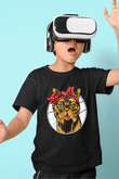 Kedicik Baskılı Unisex Siyah  Çocuk Tişört