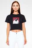 Kendrick Lamar Baskılı Crop Top Siyah Kadın Tişört