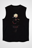 Ketamin Molekülü Baskılı Unisex Kolsuz Siyah Tişört - Tshirt