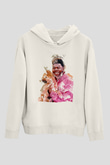 Khalid Baskılı Beyaz Unisex Kapüşonlu Sweatshirt