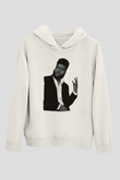 Khalid Baskılı Beyaz Unisex Kapüşonlu Sweatshirt