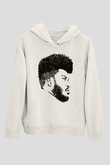 Khalid Baskılı Beyaz Unisex Kapüşonlu Sweatshirt