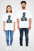 Khalid Baskılı Beyaz Unisex Oversize Tişört - Tshirt