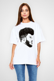 Khalid Baskılı Beyaz Unisex Oversize Tişört - Tshirt