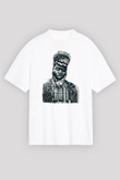 Khalid Baskılı Beyaz Unisex Oversize Tişört - Tshirt