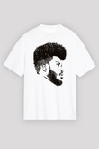 Khalid Baskılı Beyaz Unisex Oversize Tişört - Tshirt