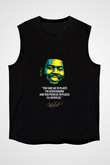 Khalid Baskılı Unisex Siyah Kolsuz Tişört - Tshirt