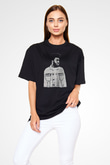 Khalid Baskılı Unisex Siyah Oversize Tişört - Tshirt