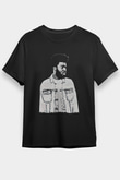 Khalid Baskılı Unisex Siyah Tişört - Tshirt