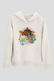 Khruanybin Baskılı Beyaz Unisex Kapüşonlu Sweatshirt
