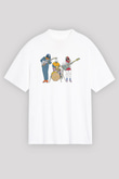 Khruanybin Baskılı Beyaz Unisex Oversize Tişört - Tshirt