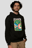 Khruanybin Baskılı Unisex Siyah Kapüşonlu Sweatshirt