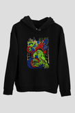 Khruanybin Baskılı Unisex Siyah Kapüşonlu Sweatshirt