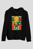 Khruanybin Baskılı Unisex Siyah Kapüşonlu Sweatshirt