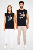 Khruanybin Baskılı Unisex Siyah Kolsuz Tişört - Tshirt