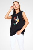 Khruanybin Baskılı Unisex Siyah Kolsuz Tişört - Tshirt