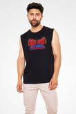 Khruanybin Baskılı Unisex Siyah Kolsuz Tişört - Tshirt