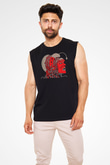 Khruanybin Baskılı Unisex Siyah Kolsuz Tişört - Tshirt
