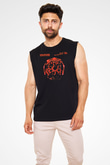 Khruanybin Baskılı Unisex Siyah Kolsuz Tişört - Tshirt