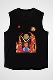 Khruanybin Baskılı Unisex Siyah Kolsuz Tişört - Tshirt