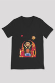 Khruanybin Baskılı Unisex Siyah V Yaka Tişört - Tshirt