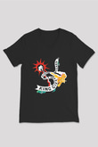 Khruanybin Baskılı Unisex Siyah V Yaka Tişört - Tshirt