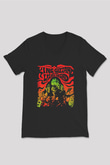 Khruanybin Baskılı Unisex Siyah V Yaka Tişört - Tshirt
