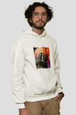 Kid Cudi Baskılı Unisex Beyaz Kapüşonlu Sweatshirt