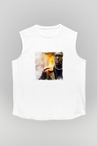 Kid Cudi Baskılı Unisex Beyaz Kolsuz Tişört