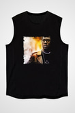 Kid Cudi Baskılı Unisex Siyah Kolsuz Tişört