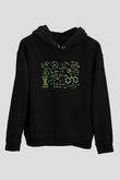 Kimya Atomlar Baskılı Unisex Siyah Hoodie