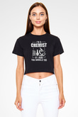 Kimya Bilimi Baskılı Crop Top Kadın Tİşört - Tshirt