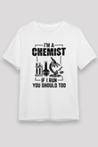 Kimya Bilimi Baskılı Unisex Beyaz Tişört - Tshirt