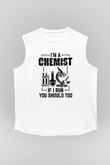 Kimya Bilimi Baskılı Unisex Kolsuz Beyaz Tişört - Tshirt
