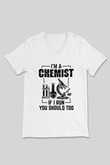 Kimya Bilimi Baskılı Unisex V Yaka Beyaz Tişört - Tshirt