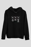 Kimya Periyodik Tablo Anne Baskılı Unisex Siyah Hoodie